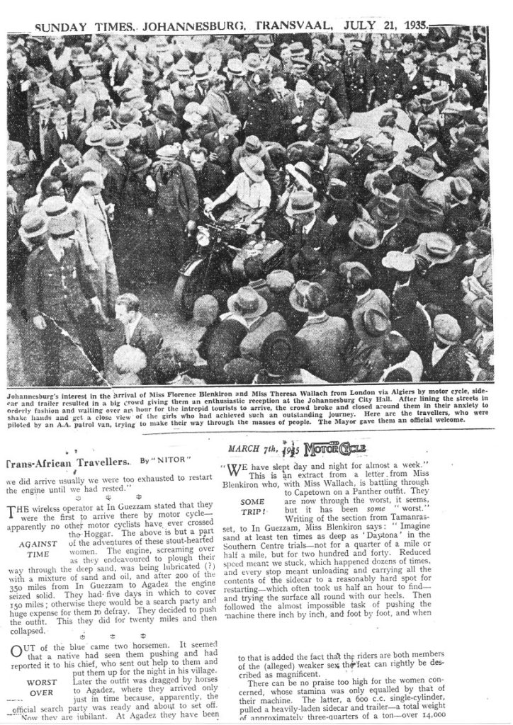 Their arriwal in Joburg as reported in The Sunday TImes