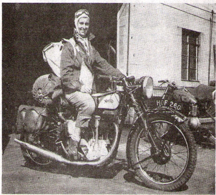 Theresa on her Norton