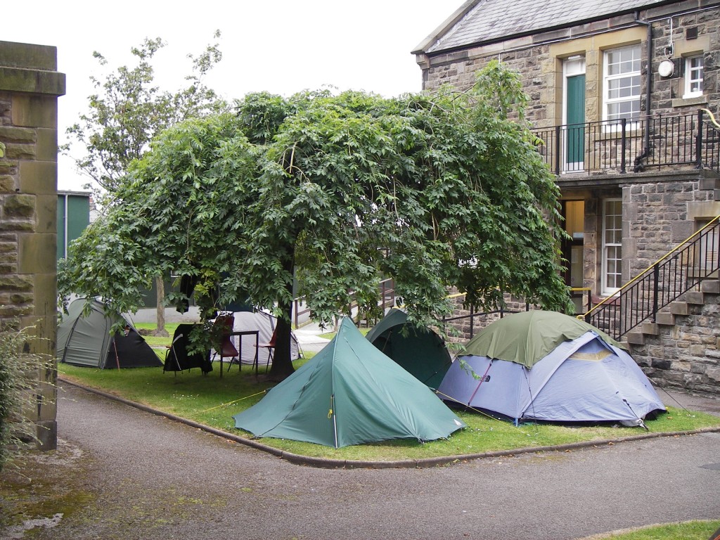 Camping on the campus grounds